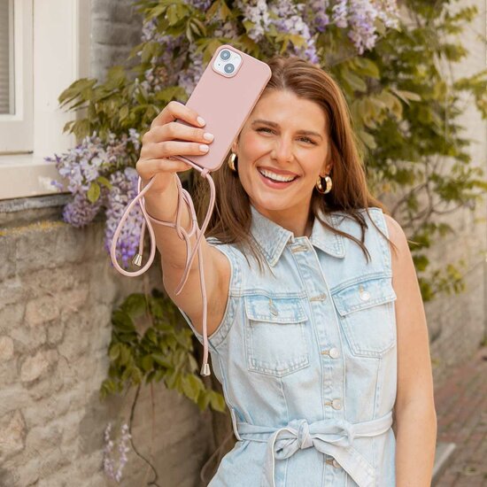 imoshion - Siliconen hoesje met koord voor Samsung Galaxy S25 FE - Sand Pink