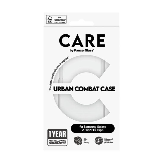CARE by PanzerGlass - Urban Combat Case voor Samsung Galaxy Z Flip 6 / Flip 7 FE - Transparent