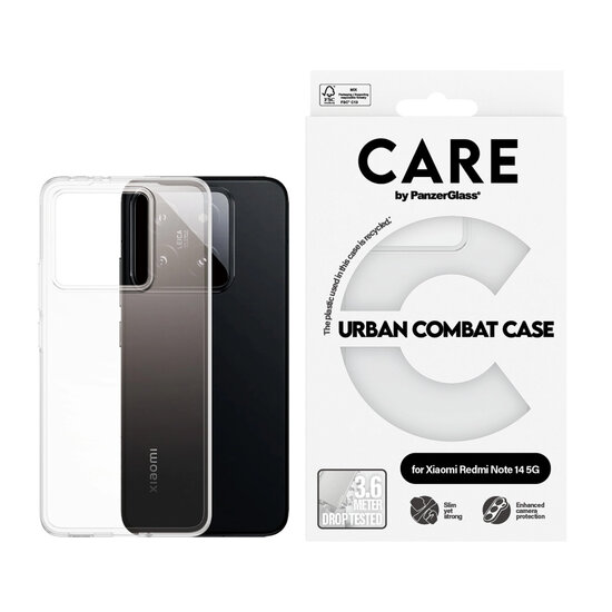 CARE by PanzerGlass - Urban Combat Case MagSafe voor Xiaomi Redmi Note 14 (5G) - Transparent