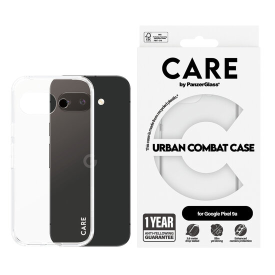 CARE by PanzerGlass - Urban Combat Case MagSafe voor Google Pixel 9A - Transparent