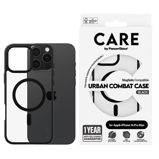 CARE by PanzerGlass - Urban Combat Case MagSafe voor Apple iPhone 16 Pro Max - Urban Combat Black