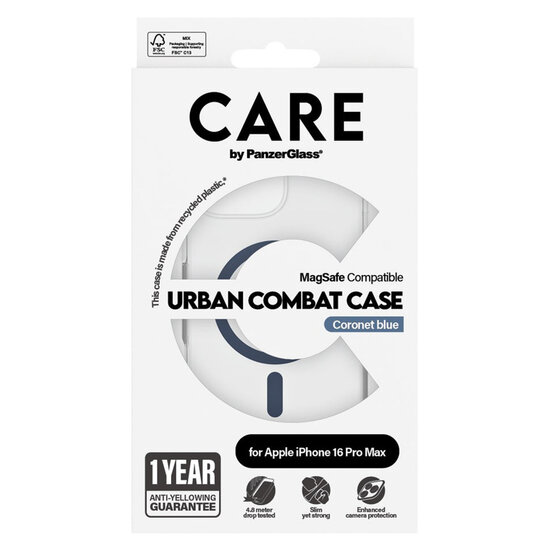 CARE by PanzerGlass - Urban Combat Case MagSafe voor Apple iPhone 16 Pro Max - Blue