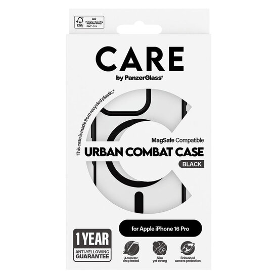 CARE by PanzerGlass - Urban Combat Case MagSafe voor Apple iPhone 16 Pro - Urban Combat Black