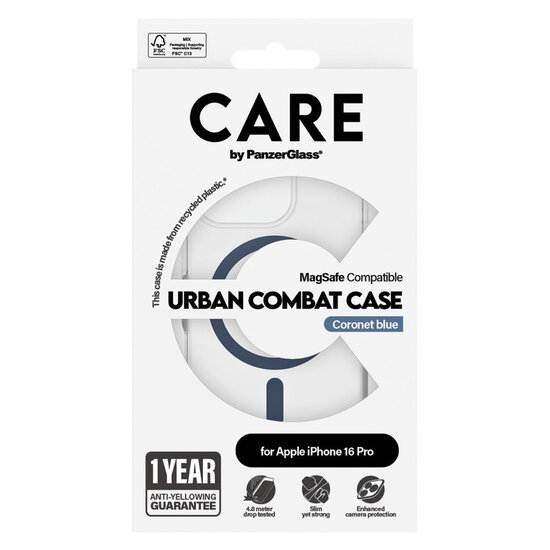 CARE by PanzerGlass - Urban Combat Case MagSafe voor Apple iPhone 16 Pro - Blue