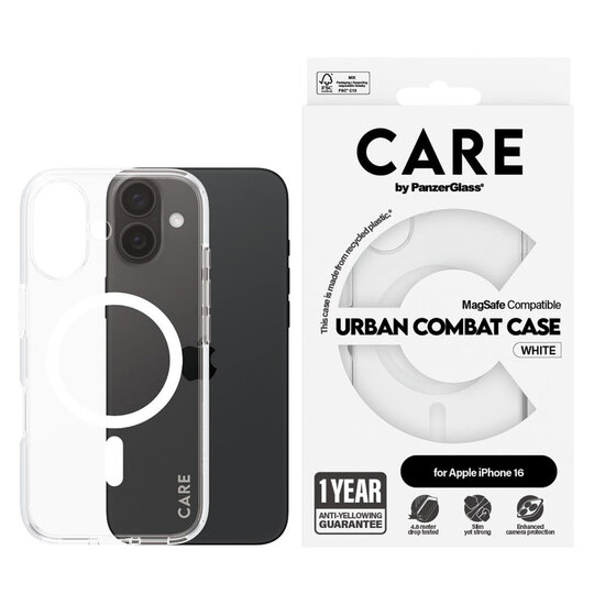 CARE by PanzerGlass - Urban Combat Case MagSafe voor Apple iPhone 16 - White