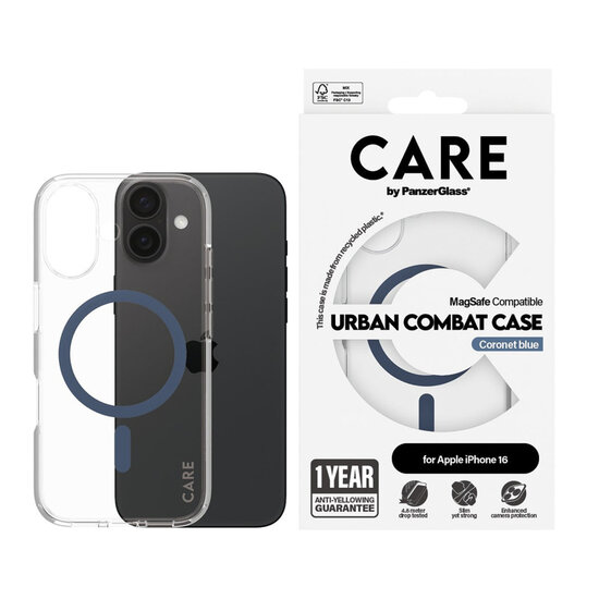 CARE by PanzerGlass - Urban Combat Case MagSafe voor Apple iPhone 16 - Blue