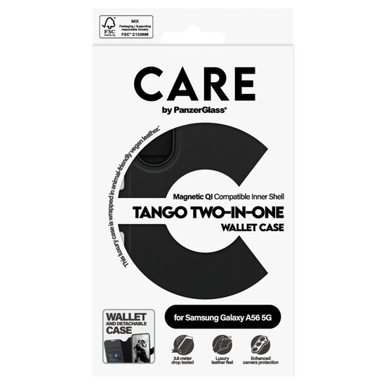 CARE by PanzerGlass - Tango 2 in 1 Wallet Case MagSafe voor Samsung Galaxy A56 - Black