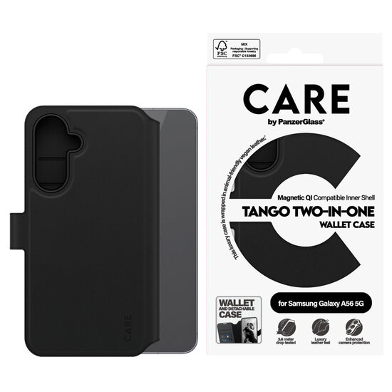 CARE by PanzerGlass - Tango 2 in 1 Wallet Case MagSafe voor Samsung Galaxy A56 - Black