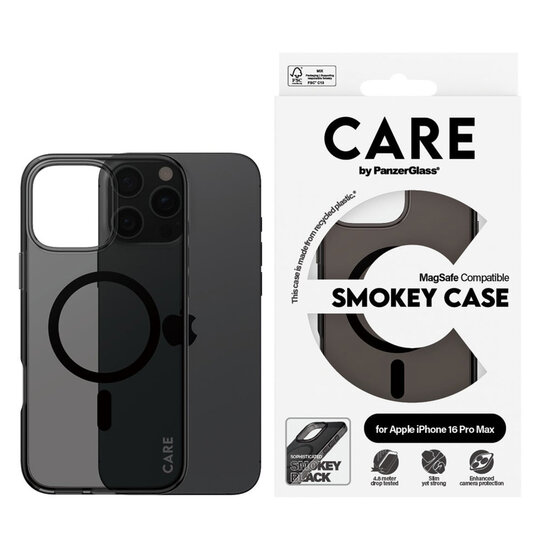 CARE by PanzerGlass - Smokey Urban Combat Case MagSafe voor Apple iPhone 16 Pro Max - Smokey