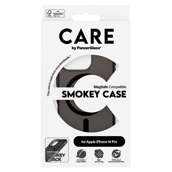 CARE by PanzerGlass - Smokey Urban Combat Case MagSafe voor Apple iPhone 16 Pro - Smokey