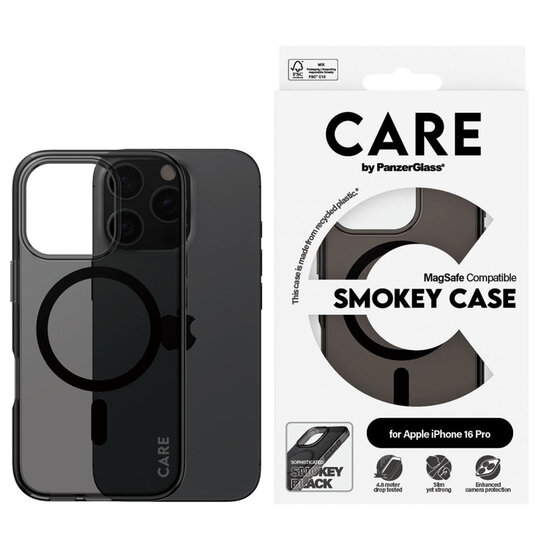 CARE by PanzerGlass - Smokey Urban Combat Case MagSafe voor Apple iPhone 16 Pro - Smokey