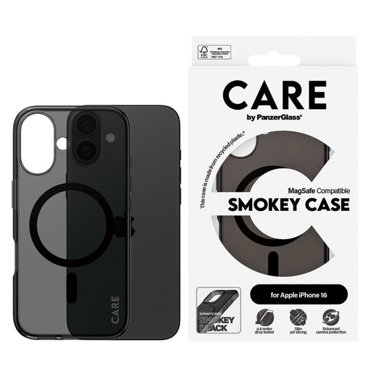 CARE by PanzerGlass - Smokey Urban Combat Case MagSafe voor Apple iPhone 16 - Smokey