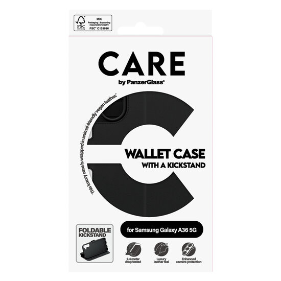 CARE by PanzerGlass - Feature Wallet Case w. Kickstand voor Samsung Galaxy A36 - Black