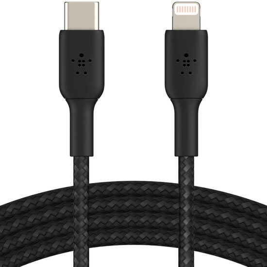 Belkin - Boost Charge Braided Lightning naar USB-C kabel - 1 m - Black
