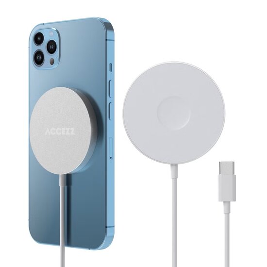 Accezz - Wireless Charger USB-C - MagSafe Draadloze Oplader - 1 m - White