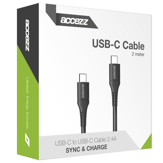 Accezz - USB-C naar USB-C kabel - 2 m - Black
