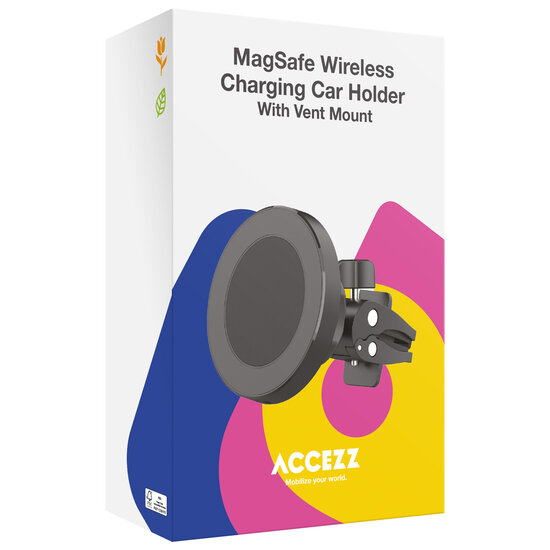 Accezz - Telefoonhouder auto met Magsafe - Draadloze oplader - Ventilatierooster - Black