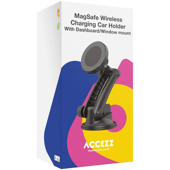 Accezz - Telefoonhouder auto met MagSafe - Draadloze oplader - Dashboard en voorruit - Black
