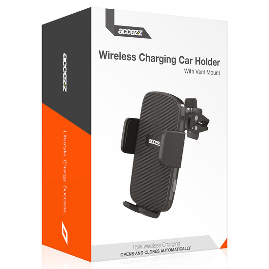 Accezz - Telefoonhouder auto - Draadloze oplader - Ventilatierooster - Black