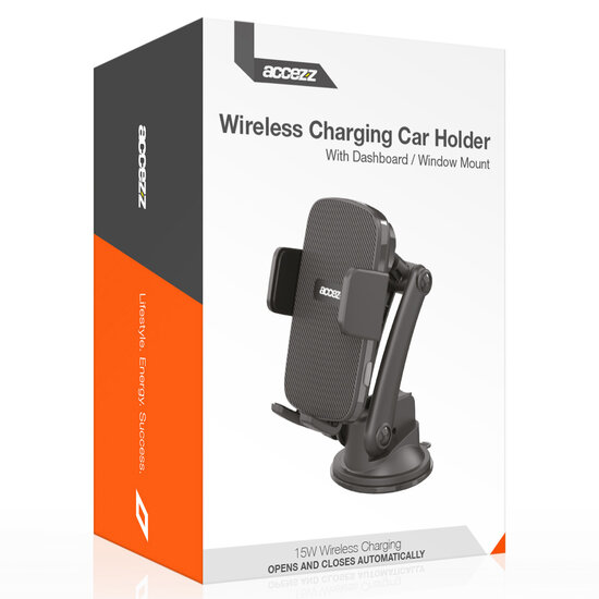 Accezz - Telefoonhouder auto - Draadloze oplader - Dashboard en voorruit - Black