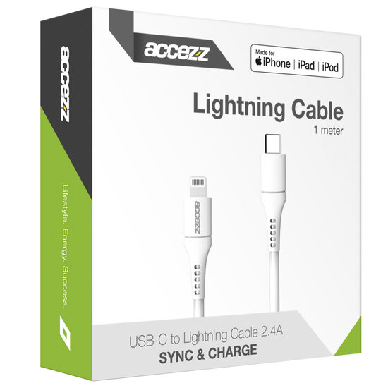 Accezz - Lightning naar USB-C kabel - MFi certified - 1 m - White