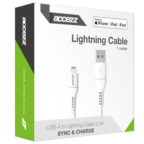 Accezz - Lightning naar USB kabel - MFi certified - 1 m - White