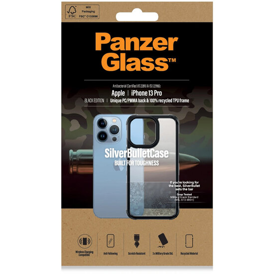 PanzerGlass - SilverBullet ClearCase voor Apple iPhone 13 Pro - Black