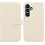 Selencia - Genuine Leather Bookcase voor Samsung Galaxy S24 - Greige