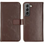 Selencia - Genuine Leather Bookcase voor Samsung Galaxy S22 - Brown