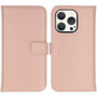 Selencia - Genuine Leather Bookcase voor Apple iPhone 15 Pro - Dusty Pink
