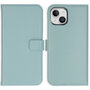 Selencia - Genuine Leather Bookcase voor Apple iPhone 15 - Air Blue