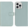 Selencia - Genuine Leather Bookcase voor Apple iPhone 14 Pro Max - Air Blue