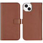 Selencia - Genuine Leather Bookcase voor Apple iPhone 14 Plus - Light Brown