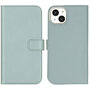 Selencia - Genuine Leather Bookcase voor Apple iPhone 14 Plus - Air Blue