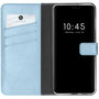 Selencia - Genuine Leather Bookcase voor Apple iPhone 13 Mini - Light Blue
