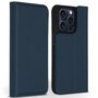 Accezz - Premium Leather Slim Bookcase voor Apple iPhone 15 Pro - Dark Blue