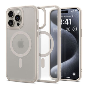 Spigen - Ultra Hybrid Backcover MagSafe pour Apple iPhone 15 Pro - Frost Natural Titanium