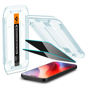 Spigen - GLAStR Privacy EZ Fit Screenprotector + Applicator voor Apple iPhone 16 / 16 Pro / 17 / 17 Pro - Transparent