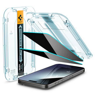 Spigen - GLAStR Privacy EZ Fit Screenprotector + Applicator voor Apple iPhone 15 Pro - Transparent