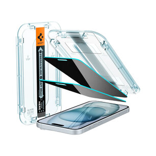 Spigen - GLAStR Privacy EZ Fit Screenprotector + Applicator voor Apple iPhone 15 Plus - Transparent