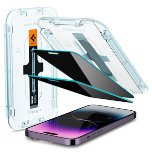 Spigen - GLAStR Privacy EZ Fit Screenprotector + Applicator voor Apple iPhone 14 Pro Max - Transparent