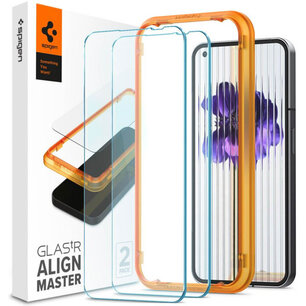 Spigen - GLAStR EZ Fit Screenprotector + Applicator 2-pack voor Nothing Phone (2) - Transparent