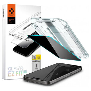 Spigen - EZ Fit GLAS.tR met installatietray - Privacy Glass - 1 pack voor Apple iPhone 15 Pro - Transparent