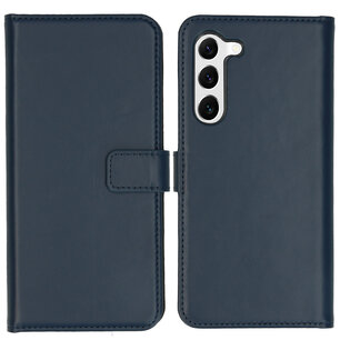Selencia - Genuine Leather Bookcase voor Samsung Galaxy S23 - Blue