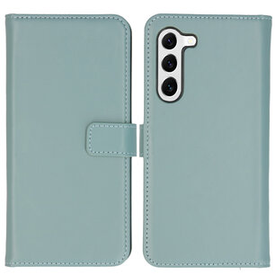 Selencia - Genuine Leather Bookcase voor Samsung Galaxy S23 - Air Blue