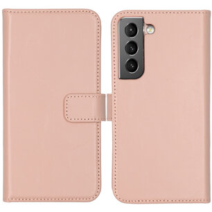 Selencia - Genuine Leather Bookcase voor Samsung Galaxy S22 - Pink
