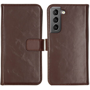 Selencia - Genuine Leather Bookcase voor Samsung Galaxy S22 - Brown
