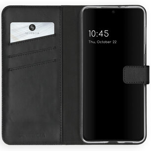 Selencia - Genuine Leather Bookcase voor Samsung Galaxy S21 Plus - Black