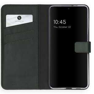 Selencia - Genuine Leather Bookcase voor Samsung Galaxy S21 - Green