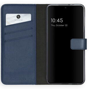 Selencia - Genuine Leather Bookcase voor Samsung Galaxy S21 - Blue